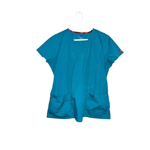 Dickies Teal Scrub Set V-Neck Top & Elastic Waist Pants Size LG/GG - Picture 2 of 16